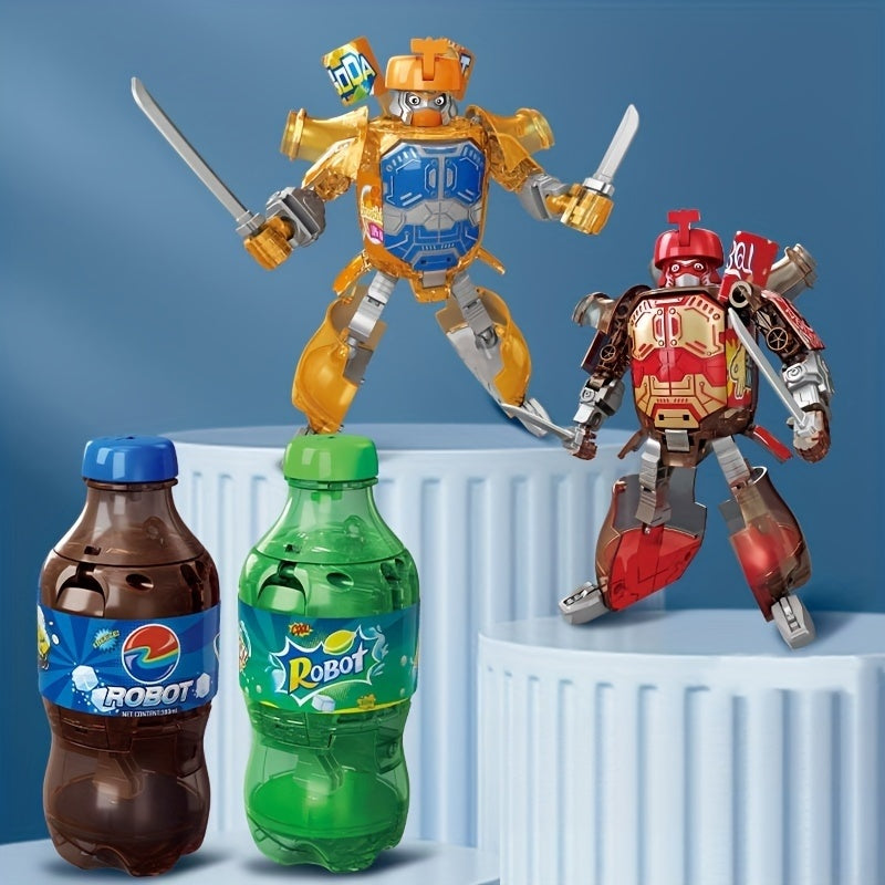 Transformeerbare Frisdrankblik Robot | Interactief Speelgoedfiguur | Duurzaam ABS | Tafeldisplay Robot voor Kinderen 14+ Jaar