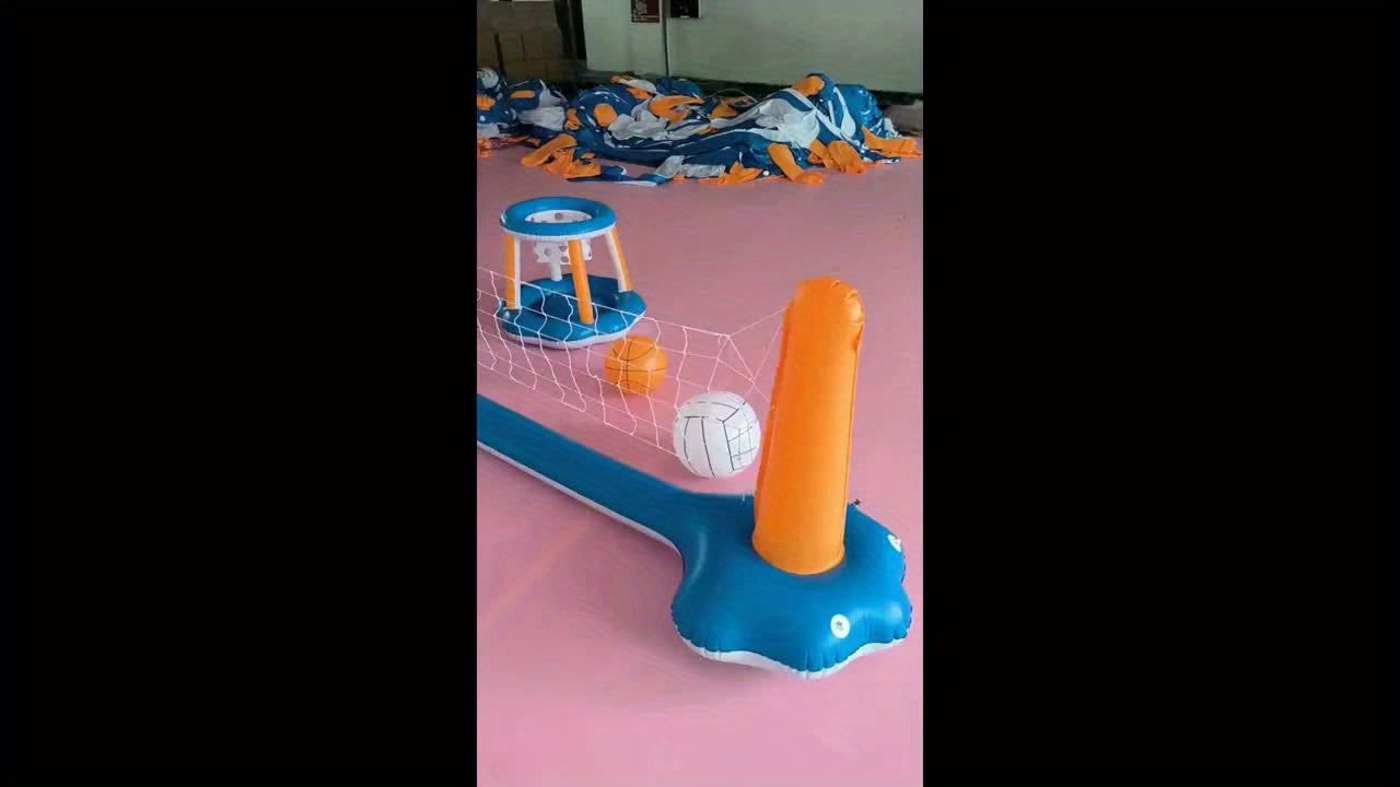 Opblaasbaar Zwembad Speelset – 305cm Volleybalnet & Basketbalring | Waterplezier voor Volwassenen & Tieners (14+)