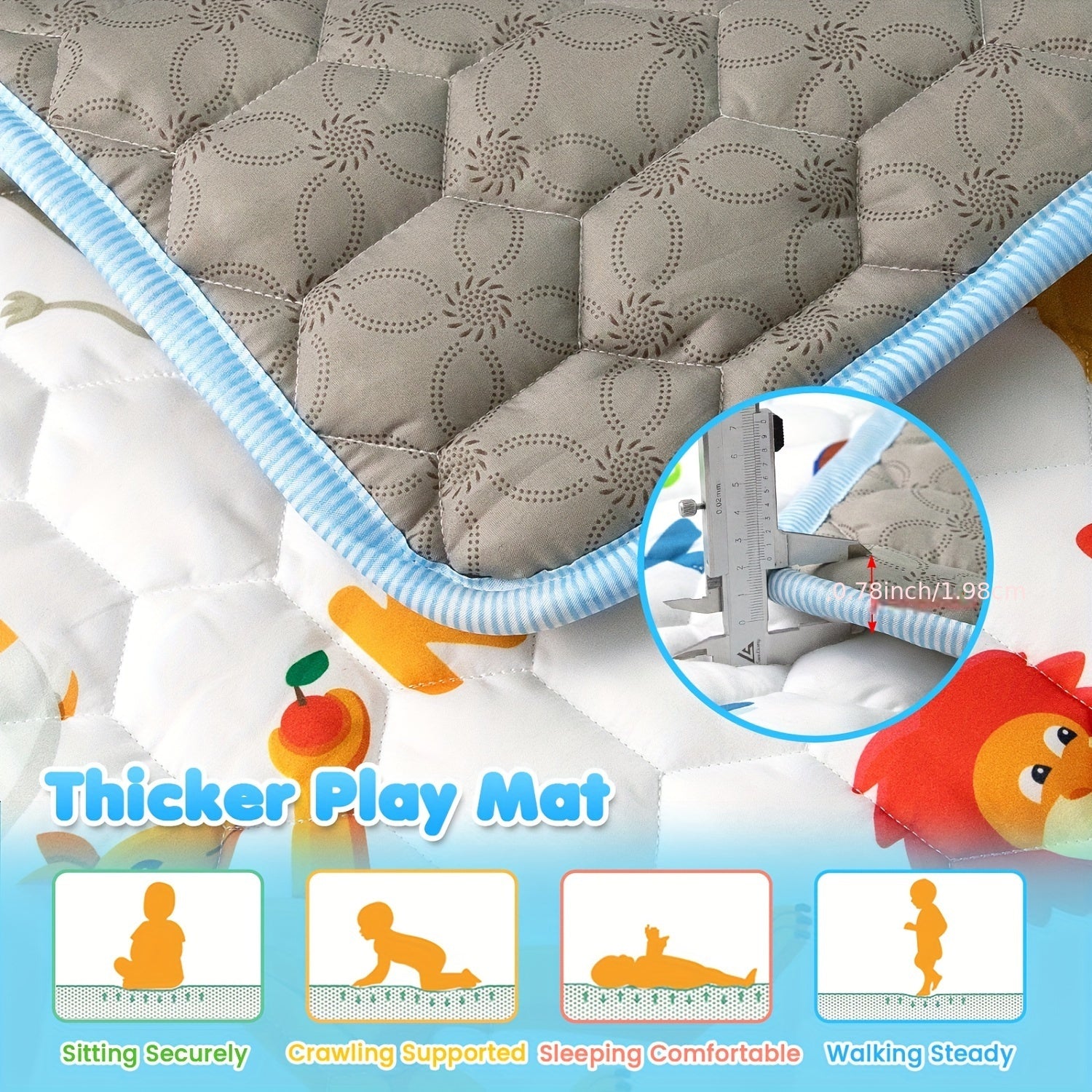 Dikkere Baby Speelmat | Zachte, Geurloze Vloeractiviteit Mat | 50x50 Speelruimte voor Baby's, Peuters | Vouwbaar & Machinewasbaar