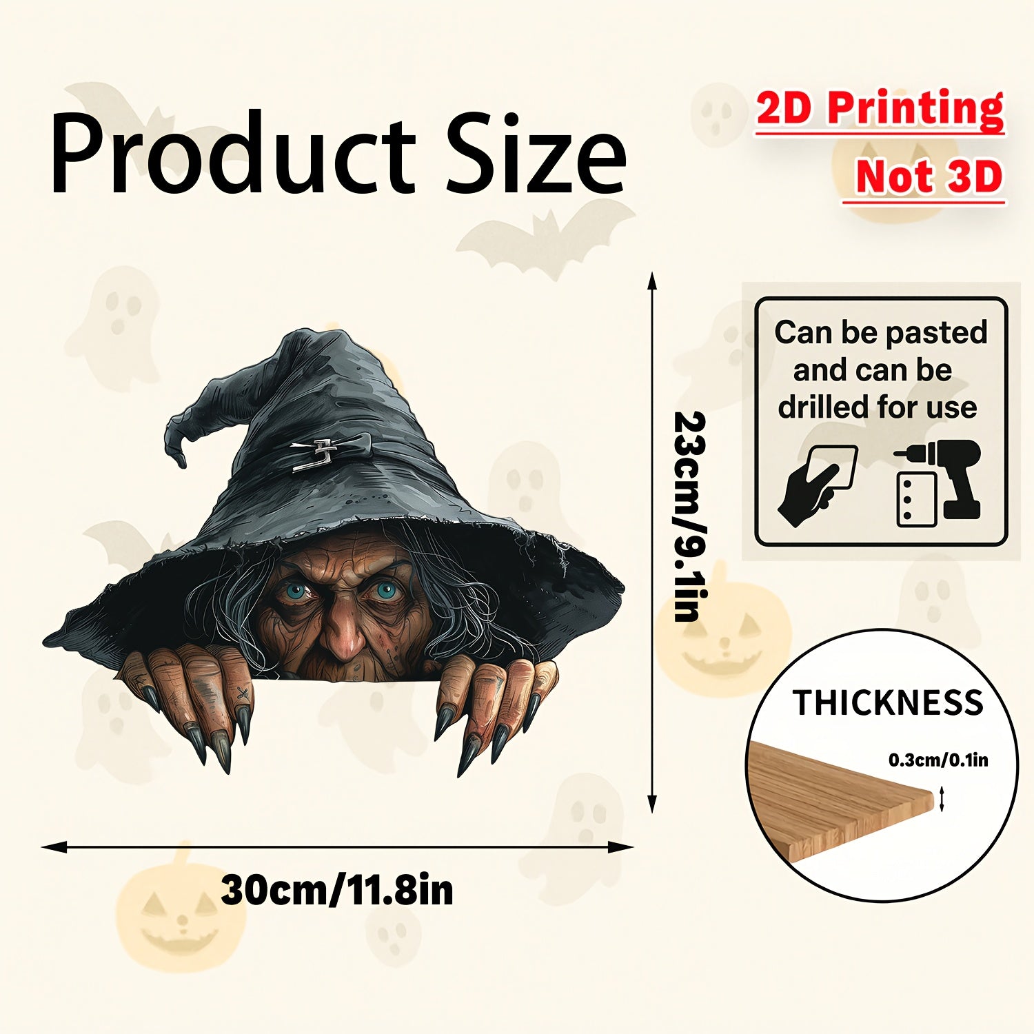 Halloween heks decoratie | Tuinbord met lichtgevende ogen