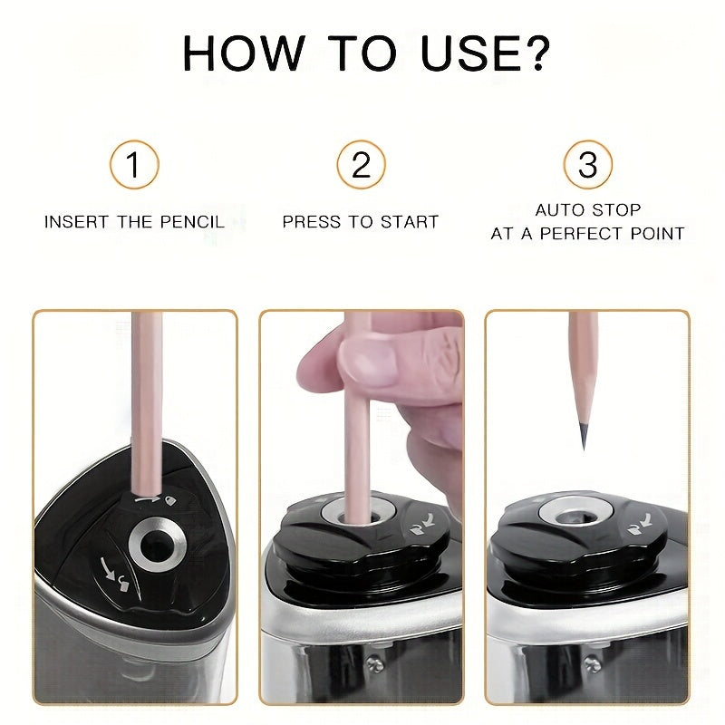 Elektrische Puntenslijper – Zwart | Auto-Stop | Snel & Efficiënt | PP Constructie | Voor Kantoor, Winter, Nieuwjaar