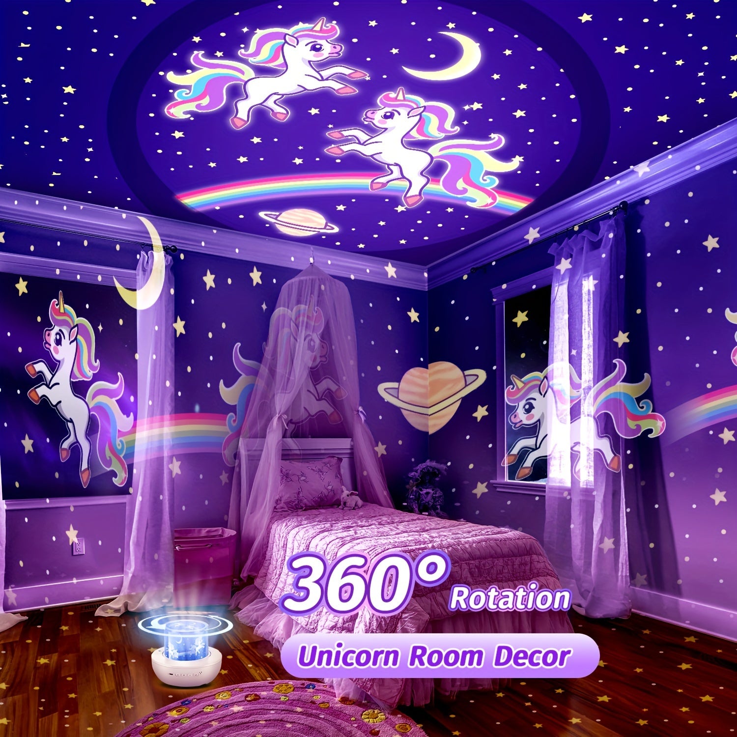 Galaxy Projector Nachtlampje met Afstandsbediening | 15 Films Draagbare Projector Lamp Oplaadbaar met Geluid Kamerdecoratie voor Cadeau