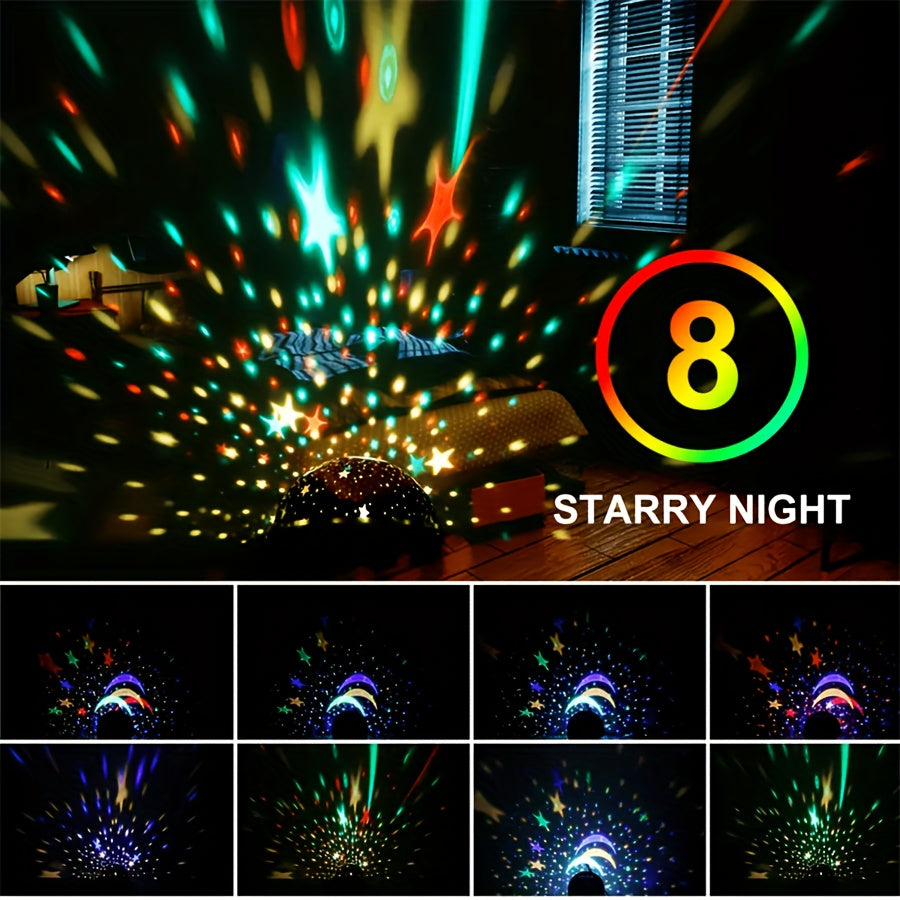 360° Roterende Maan en Sterren Projector | 12 Kleuren Wisselende Lichtmodi Lichteffect Lamp Perfect Cadeau voor Elke Gelegenheid