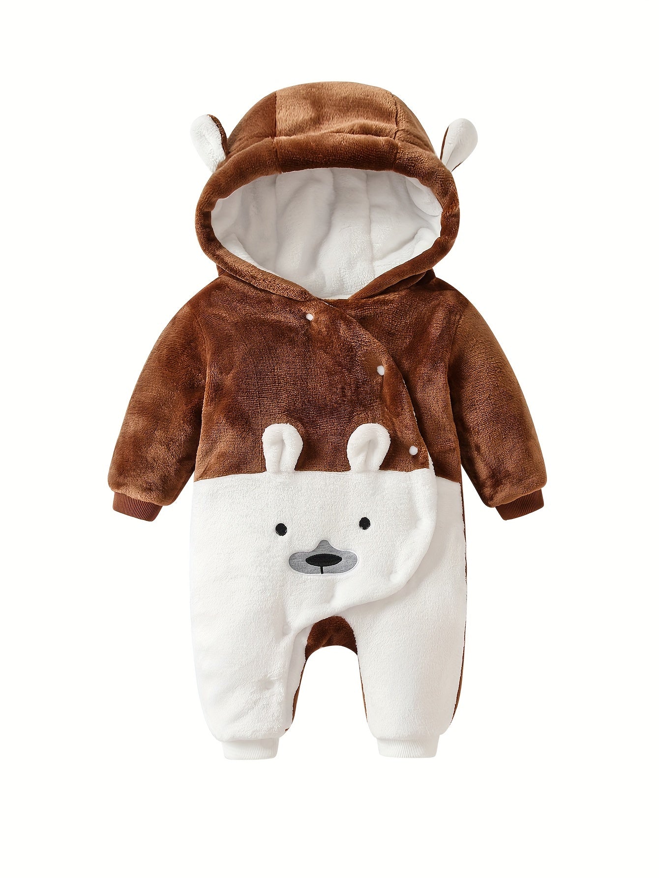 Schattige Beer Vormige Flanellen Romper | Peuter Kleding Onesies Gezellige Buitenkleding voor Herfst en Winter