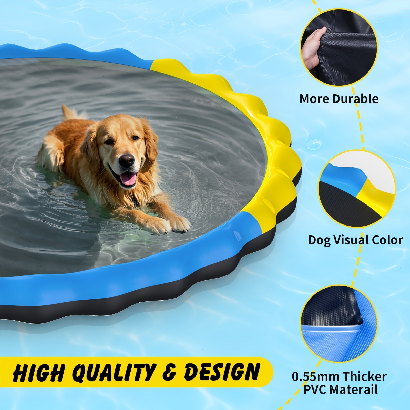 Antislip Waterspeelmat 170 cm voor Kinderen & Honden – Buitenspeelgoed met Fontein