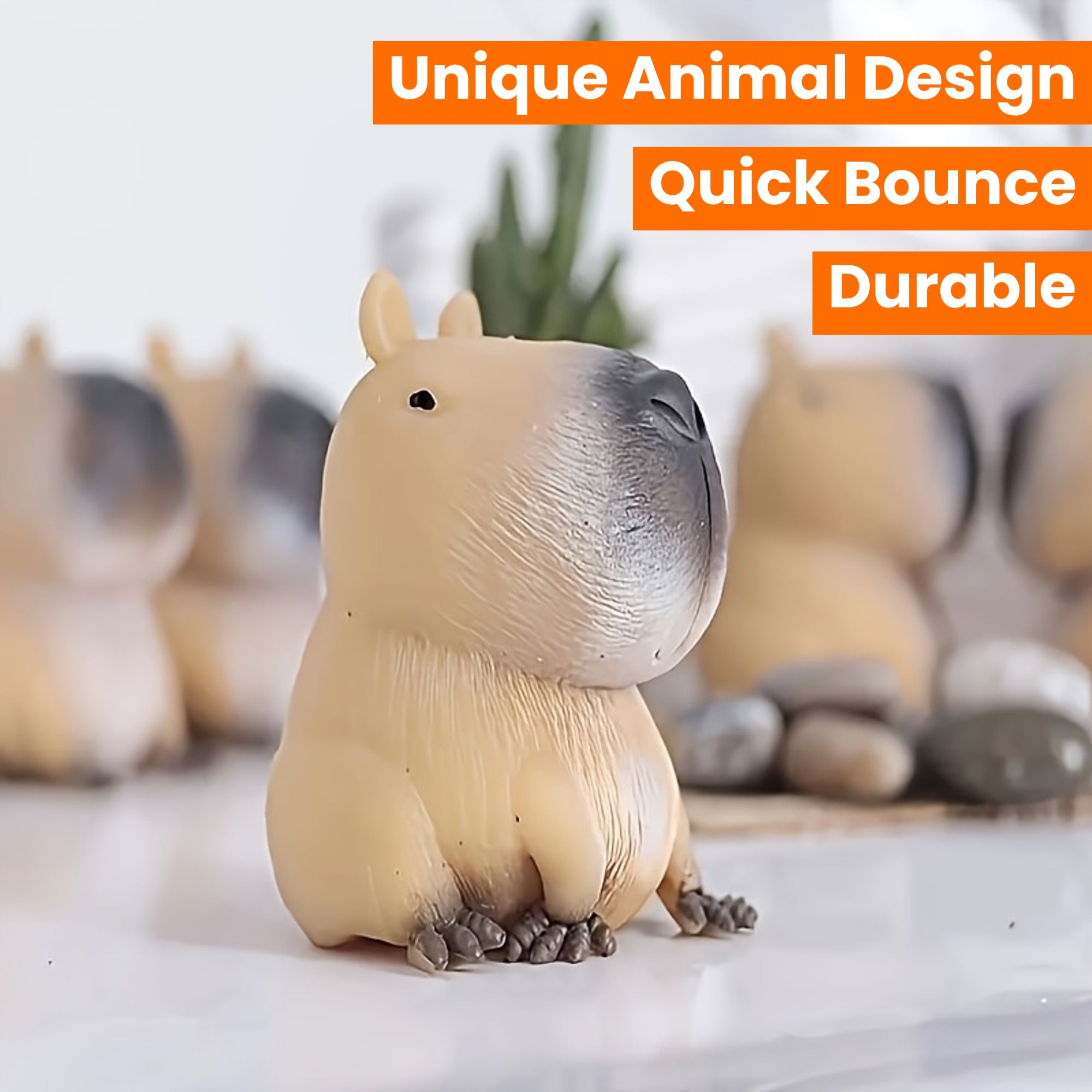 1x Capybara Rubber Speelgoed | Squeeze Bounce Toy | Duurzaam & Uniek | Feestje & Cadeautip voor Halloween/Kerst