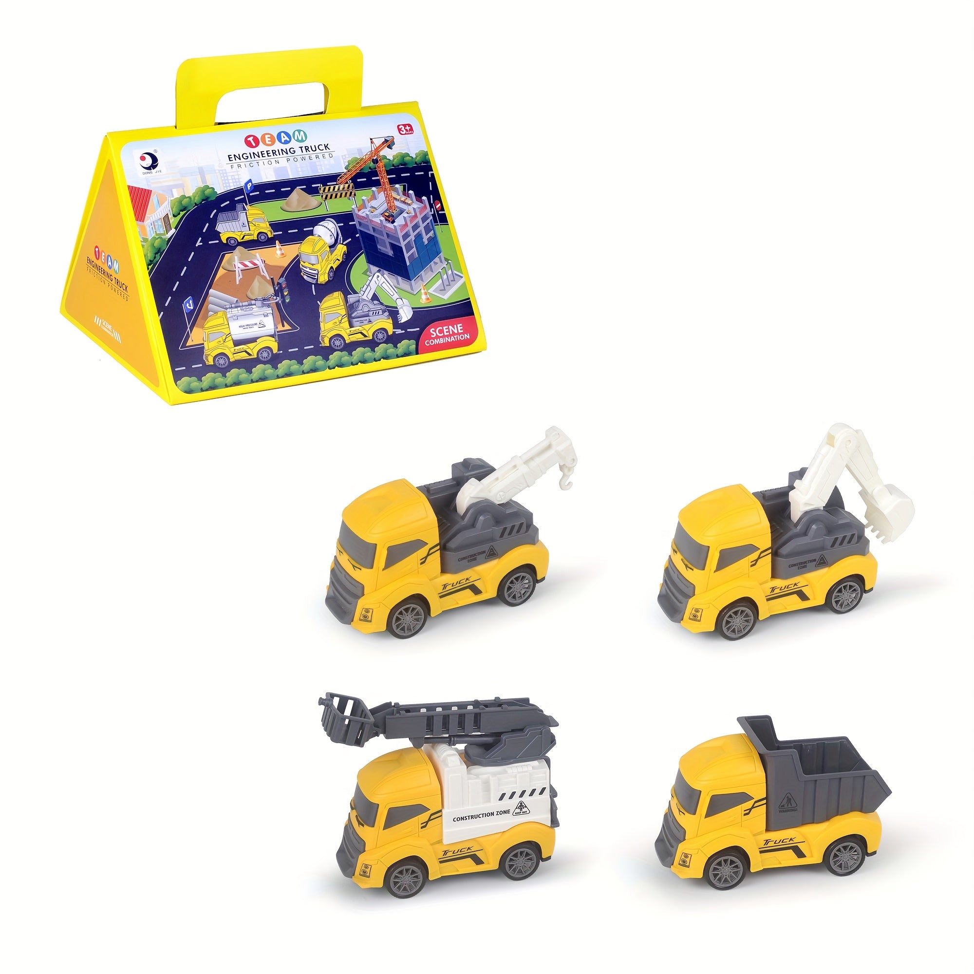 Speelset Bouwvoertuig met Wegborden & Kaarten – Inclusief Willekeurig Voertuig, Educatief Cadeau voor Kinderen