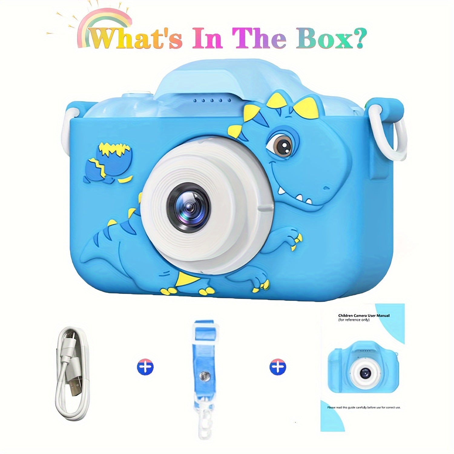 Digitale Kindercamera HD | Voor- & Achterlens, USB Oplaadbaar – Dino Design 3-12 Jaar