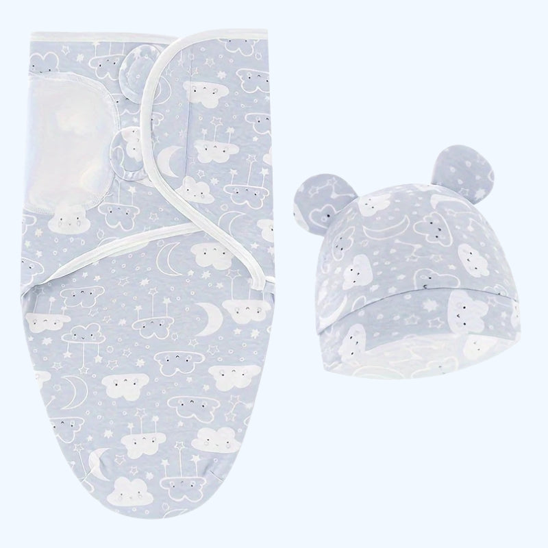 1 Set Schattige Cartoon Handdoek en Hoed Bundle | Zachte en Cozy Swaddle Dekens voor Baby’s van 0 tot 12 maanden