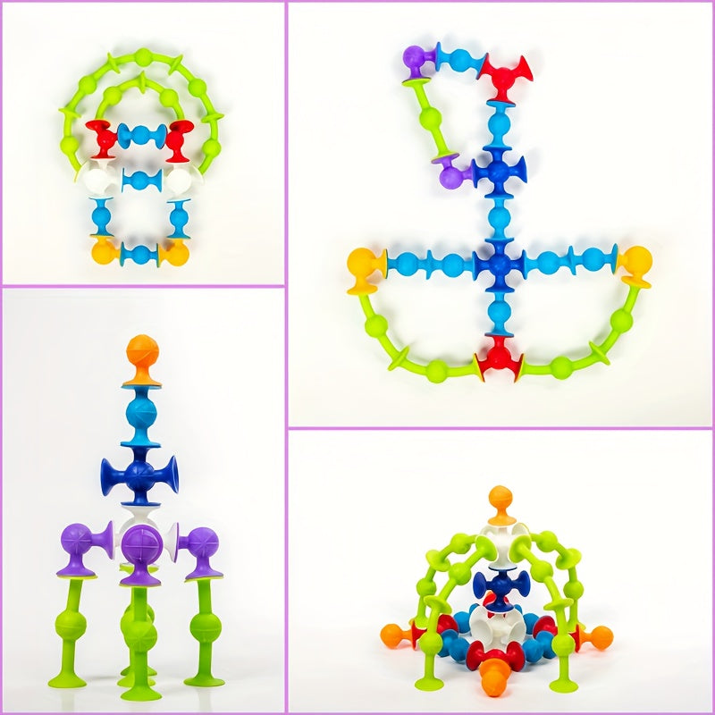 40-delige zuignap bouwset|Kleurrijk sensorisch speelgoed zonder batterijen