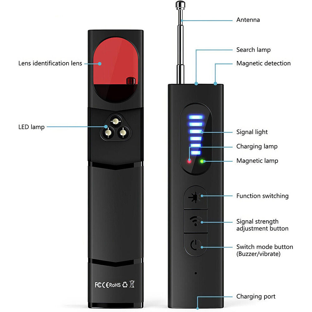 Camera Detector Anti-Spy | Bug Detector met 5 Niveaus | Reizen & Hotel Beveiliging