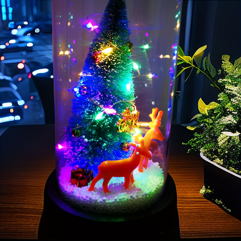 Eeuwige Verlichte Kerstboom met Kerstman en Rendieren | Kerstdecoratie op AAA-batterijen