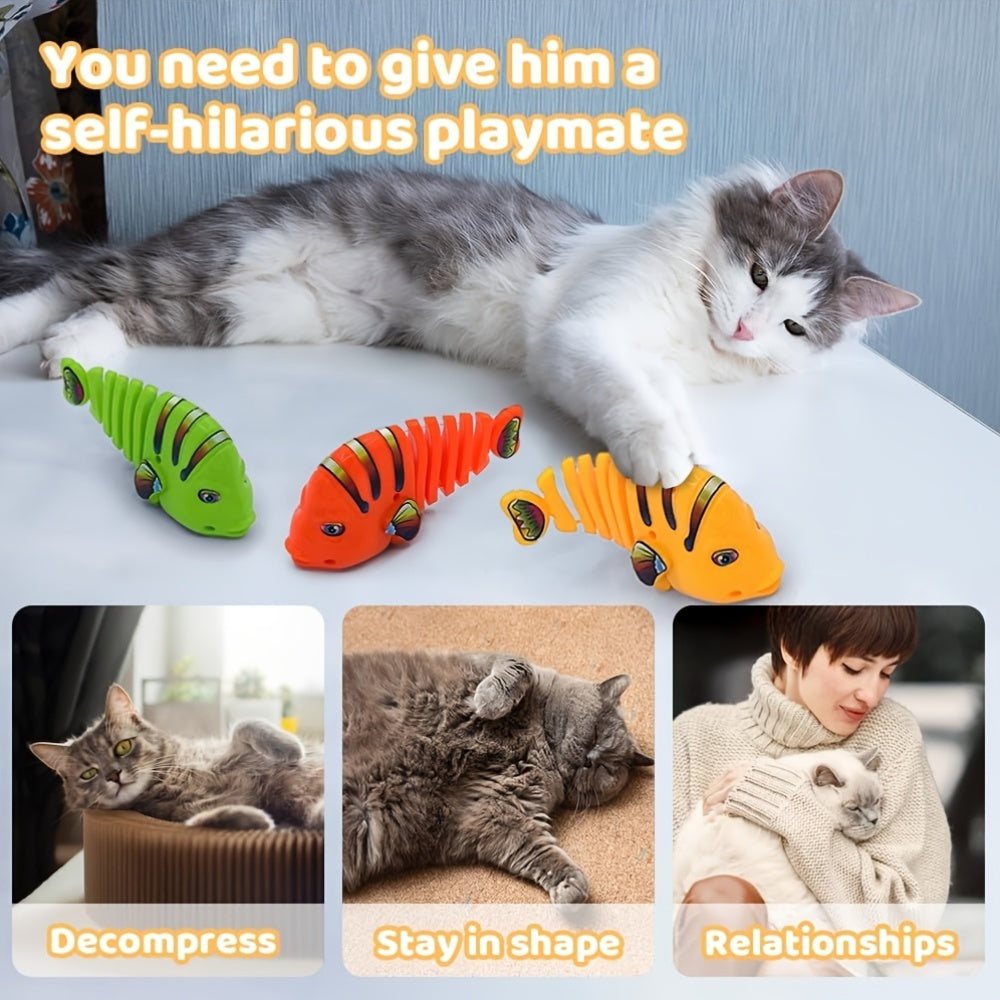 Wind-Up Vissen Speelgoed | 360° Swingende Cartoon Vis voor Katten | Duurzaam & Kleurrijk Zonder Batterijen