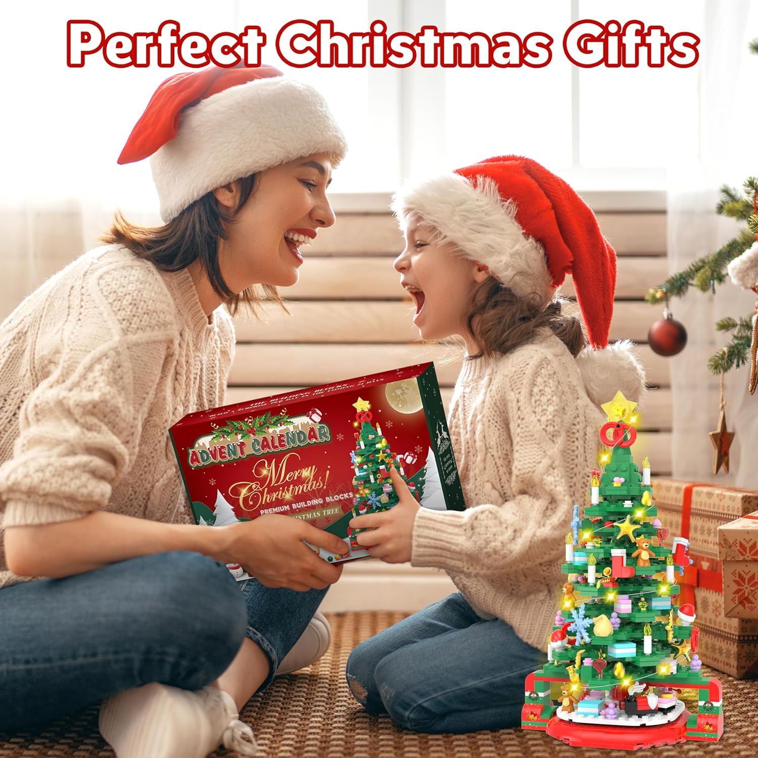 Adventskalender 2025 kerstboom | Bouwset met LED licht