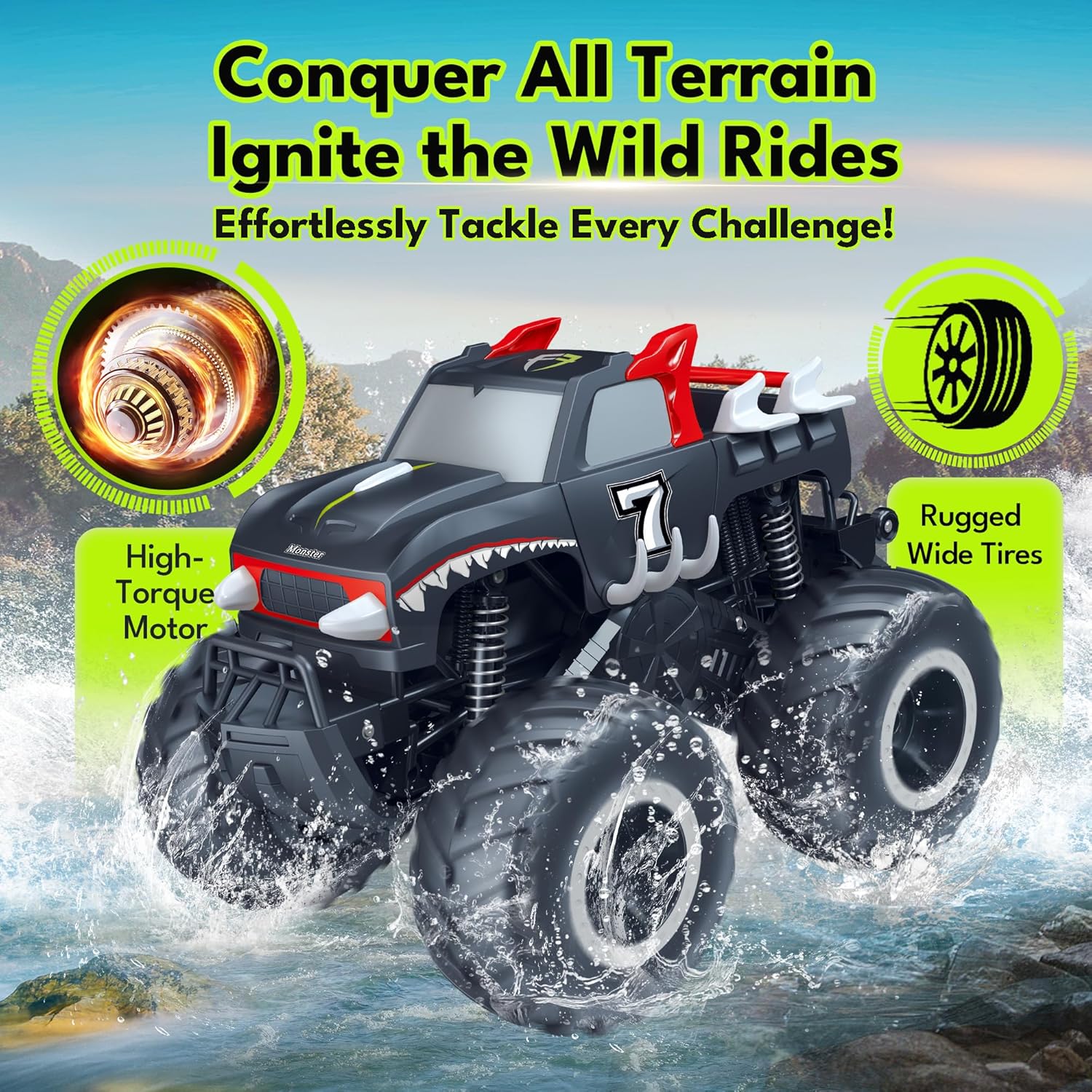 RC Monstertruck 1:16 | 4WD Waterdicht Offroad Auto Speelgoed Jongens 6-12 Jaar