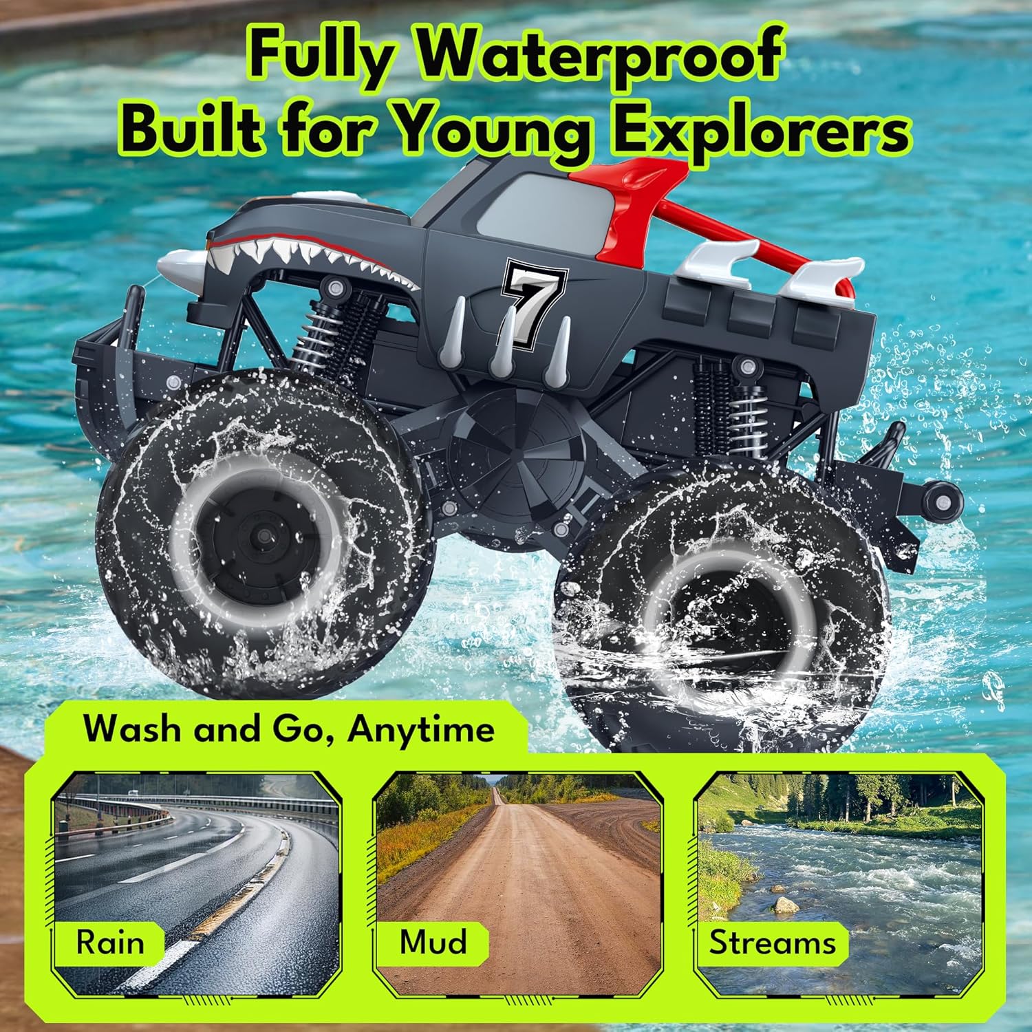 RC Monstertruck 1:16 | 4WD Waterdicht Offroad Auto Speelgoed Jongens 6-12 Jaar