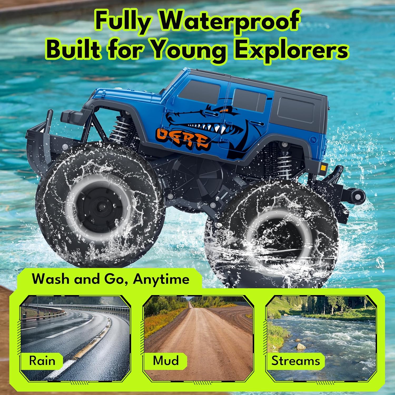 RC Monstertruck 1:16 | 4WD Waterdicht Offroad Auto Speelgoed Jongens 6-12 Jaar