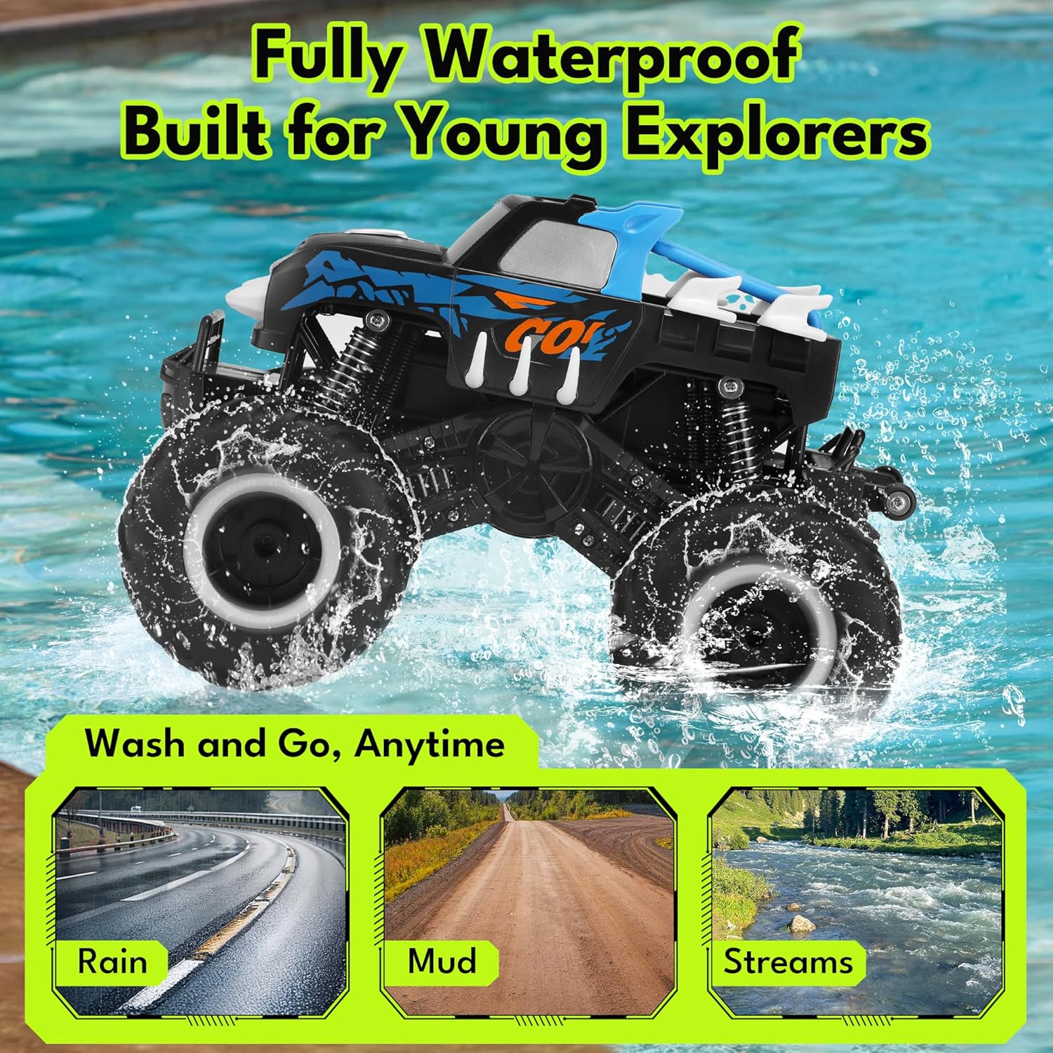 RC Monstertruck 1:16 | 4WD Waterdicht Offroad Auto Speelgoed Jongens 6-12 Jaar