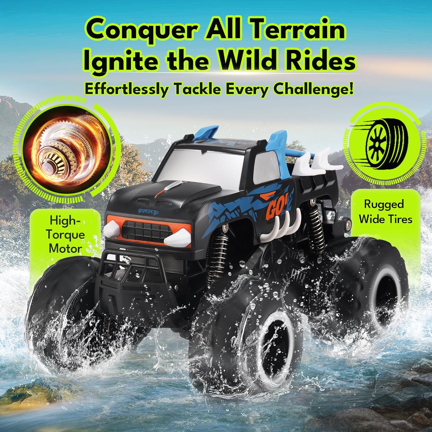 RC Monstertruck 1:16 | 4WD Waterdicht Offroad Auto Speelgoed Jongens 6-12 Jaar