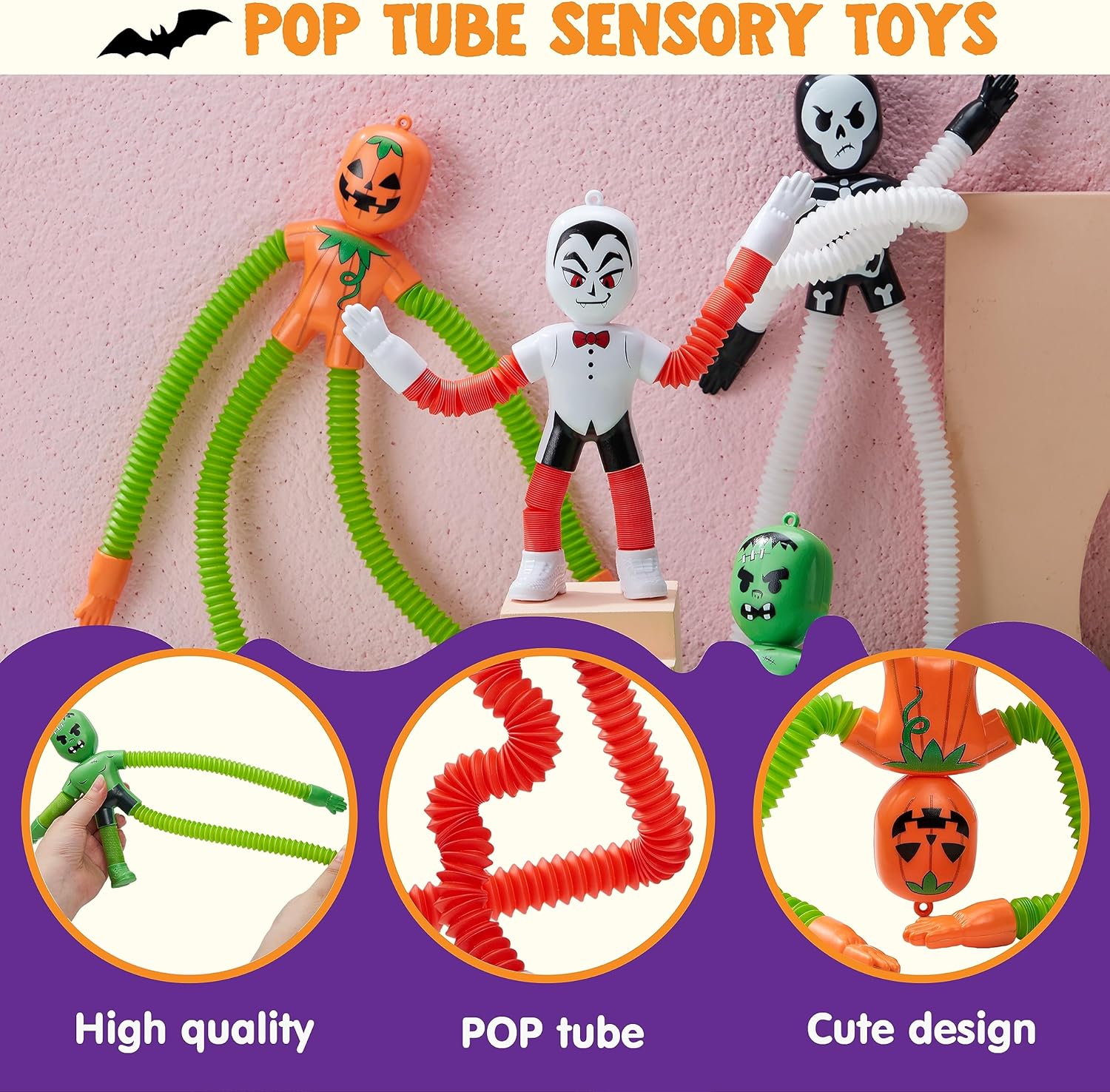 Halloween fidget speelgoed set | Stress weg met pop tubes