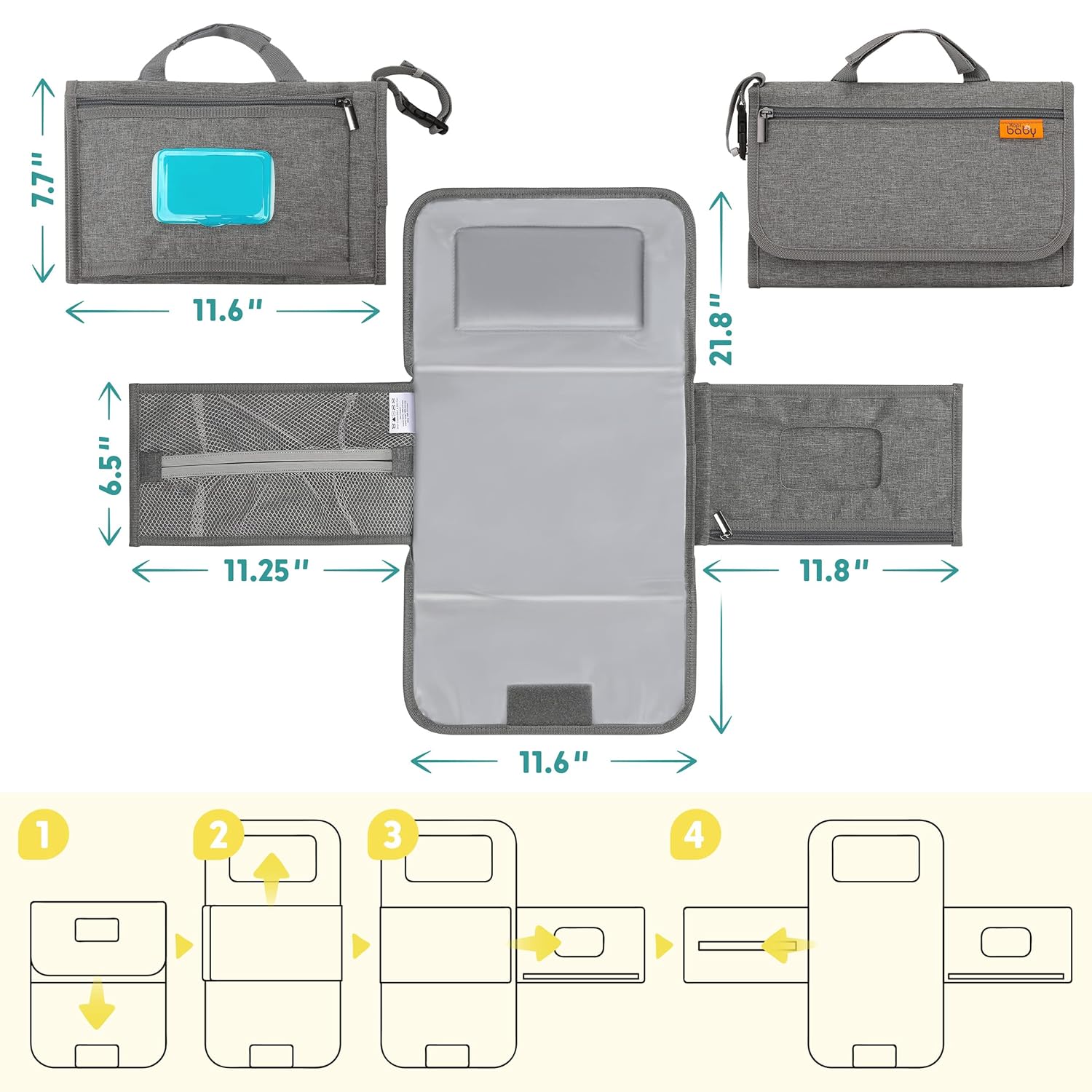 Draagbaar Verschoonmatje – Reisset met Doekjesvak | Baby Cadeau