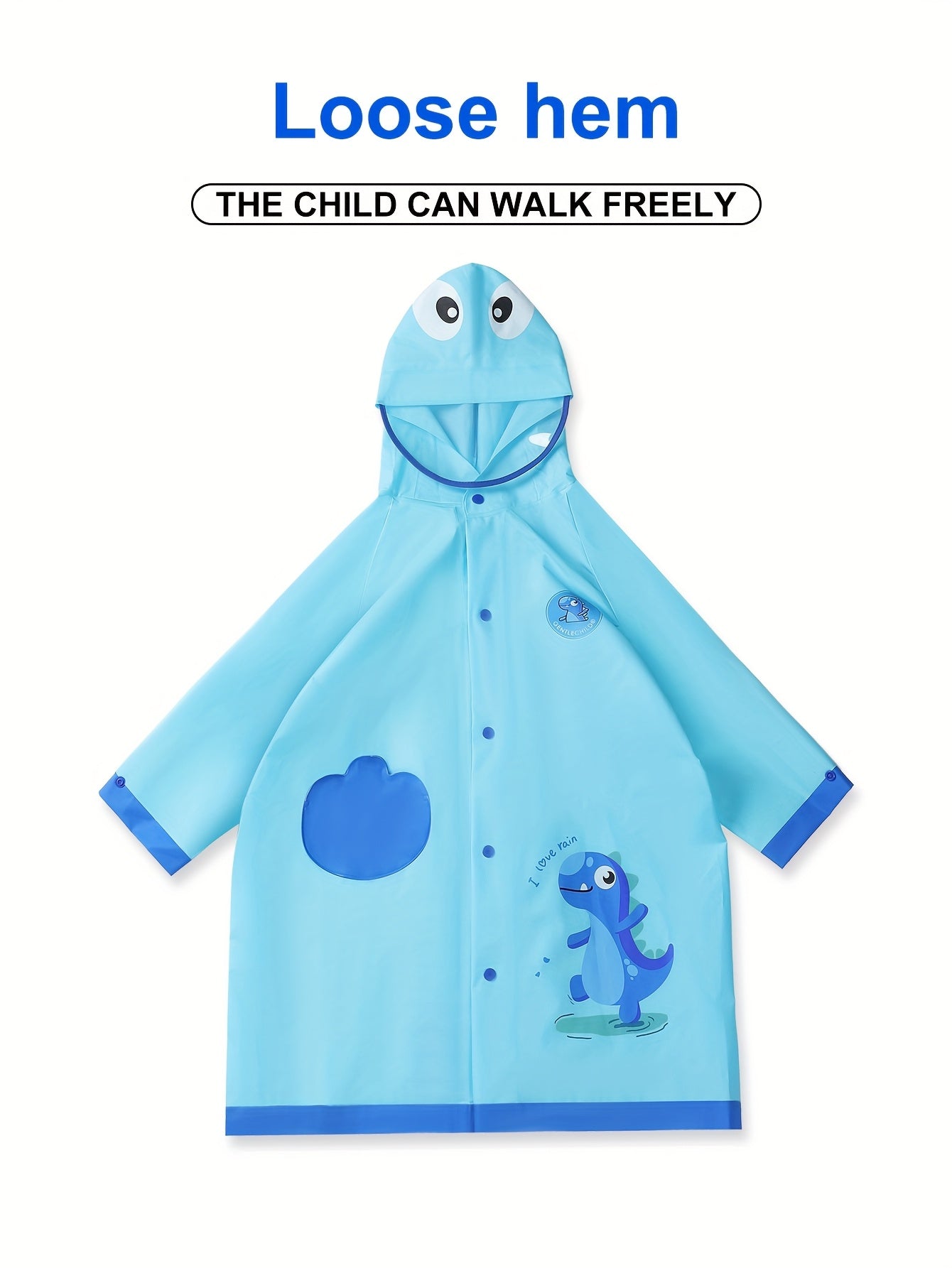 Regenjas Dinosaurus voor Kinderen Vanaf 3 Jaar - Waterdichte Kapjas met Oortjes voor Jongens en Meisjes - Lichtgewicht Buitenkleding