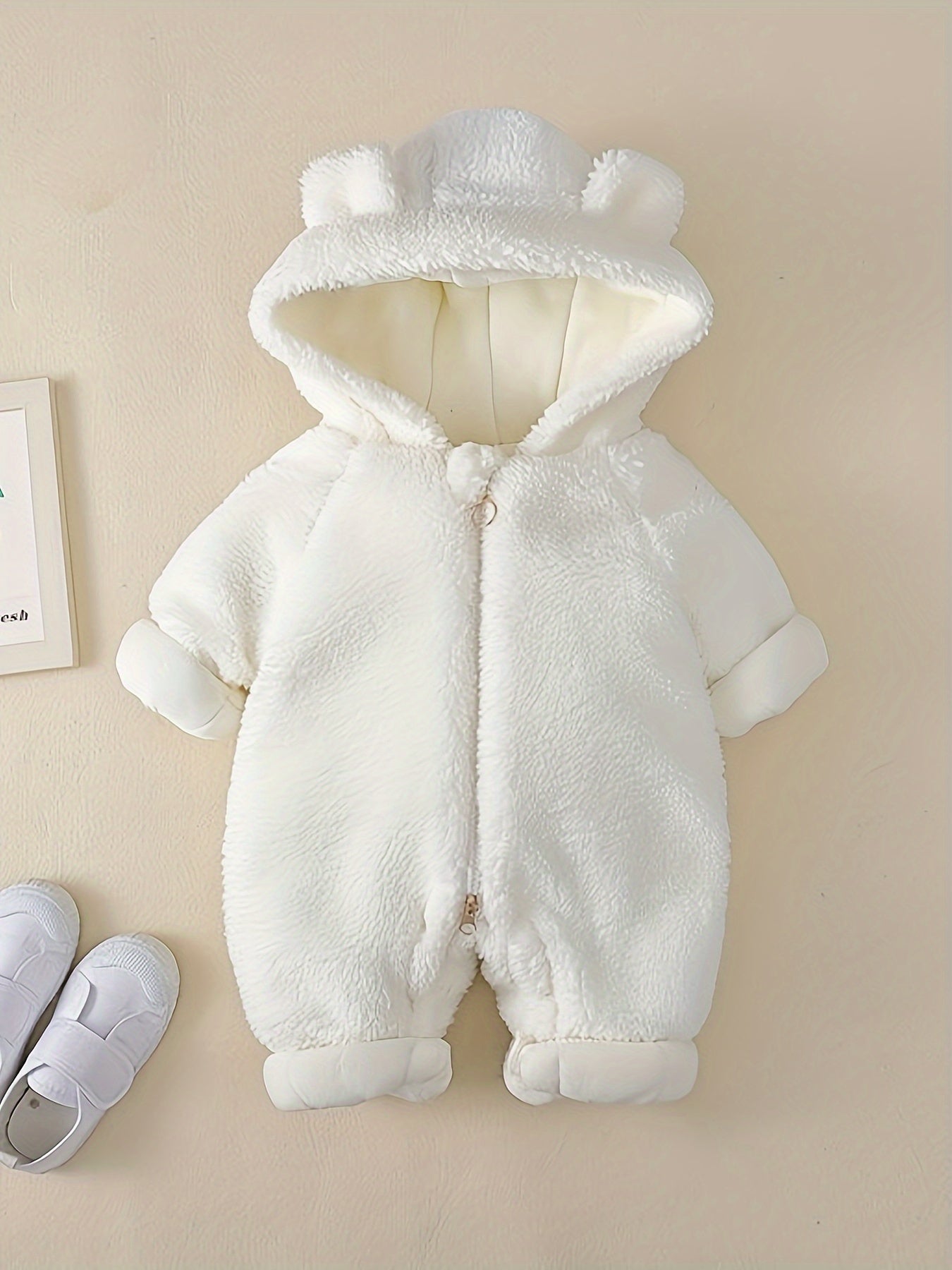 Warme Baby Jumpsuit Romper met Capuchon | Beer Ontwerp Onesies voor Pasgeboren Winterkleding Makkelijk aan te trekken