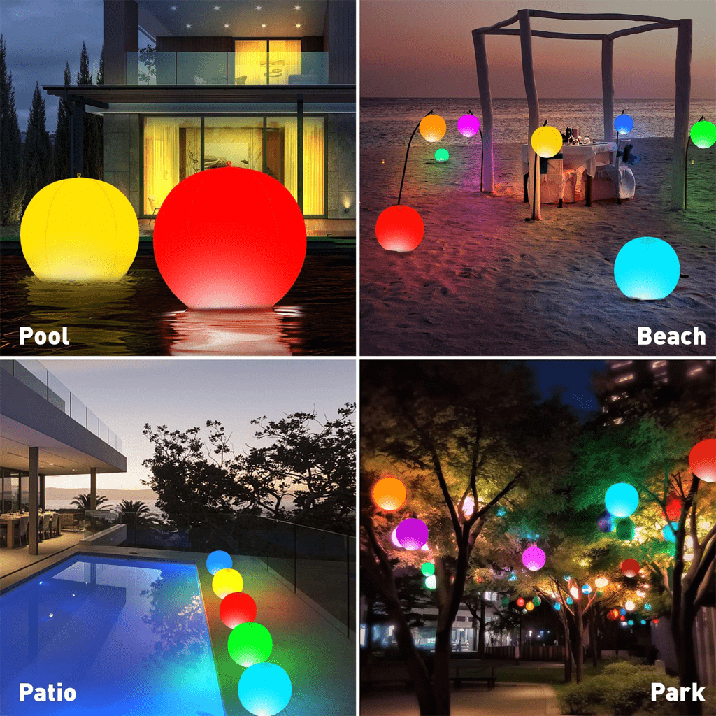 LED Lichtgevende Opblaasbare Bal 16 Kleuren – 16” Glow Bal met Afstandsbediening & Pomp | Waterdicht Feestdecor voor Tuin, Strand, Zwembad & Kerst