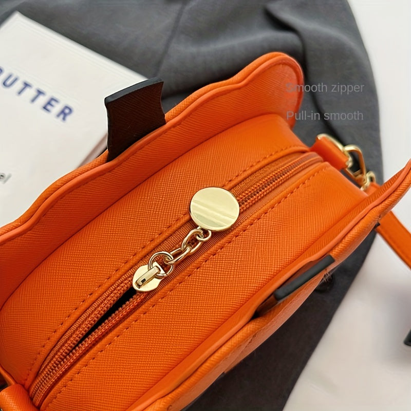 Pompoen halloween schoudertas - grappige crossbody bag in contrasterende kleuren | perfect festival accessoire