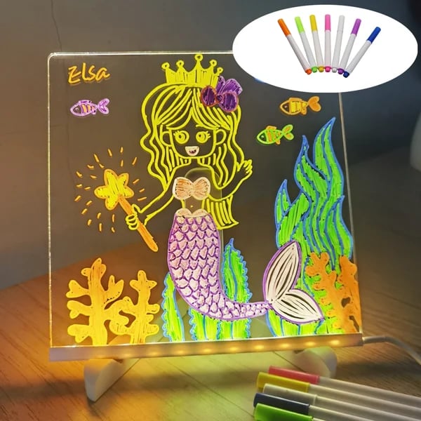 LED notitiebord met kleuren | Helder acryl droog uitwisbord met licht Voor kinderen en volwassenen