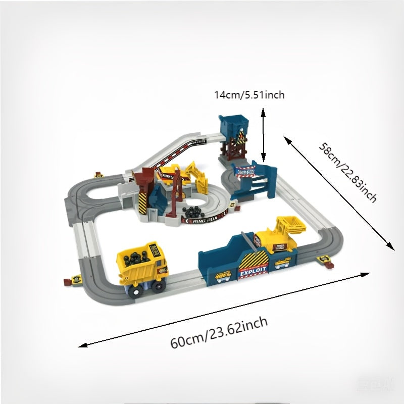 Constructie Avontuur Treinset | Elektrisch Voertuig op Inertiespoor, Geschikt voor Kinderen 3+