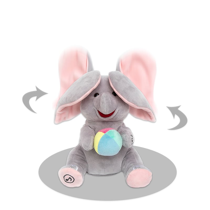 PeekPal Muzikale Olifant – Interactieve knuffel met geluid en aanraking functies