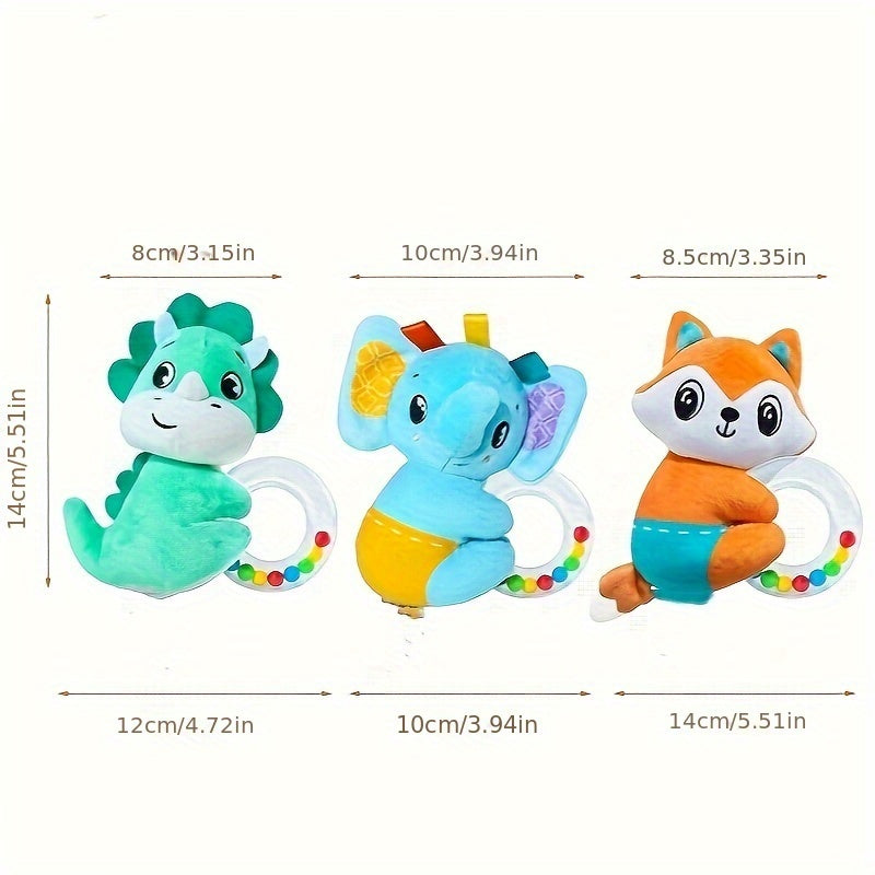 Baby Handbel Rammelaar Set, Zacht Gevuld Dier, Voor 0-3 Jaar, Ideaal Cadeau voor Verjaardag en Kerst