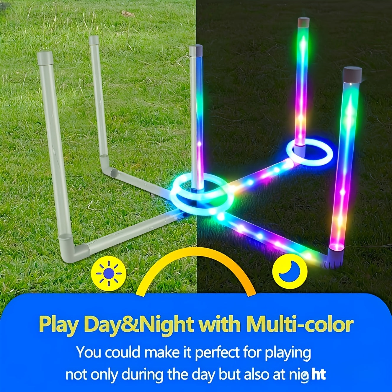 Glow Ring Toss LED Werpspel voor Kinderen – Educatief Lichtgevend Spel voor Binnen & Buiten, Familieplezier vanaf 3 Jaar