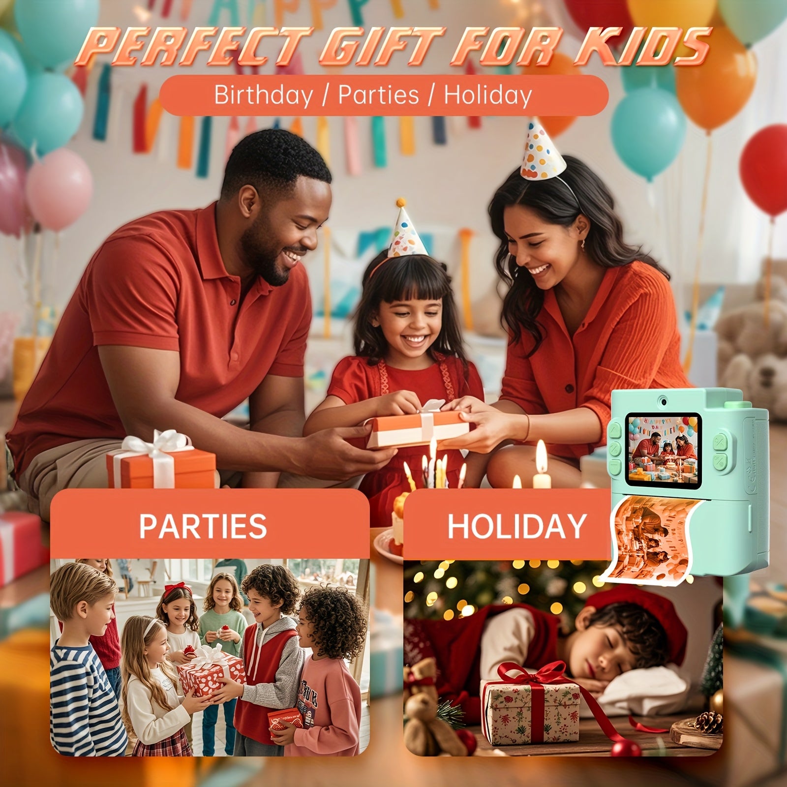 Multifunctionele kindercamera|Video, foto & printfunctie – cadeau 4-12 jr