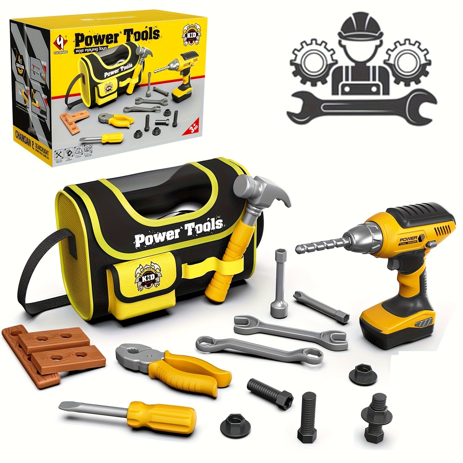 Kindergereedschapsset|Met boormachine & tas – rollenspel voor jongens