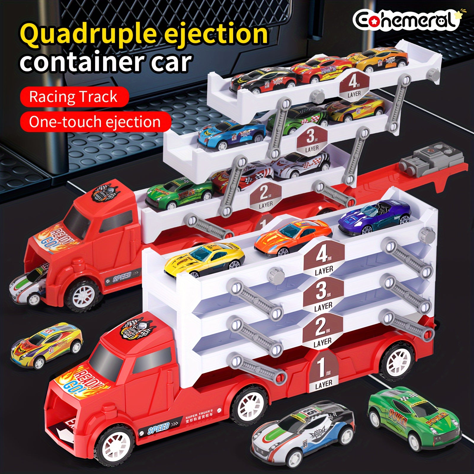 Brandweer Auto met Transformerende Racebaan | Inertiële Mini Auto's & Tracks | Rood Cadeau Speelgoed voor Verjaardag & Kerst | Raceplezier