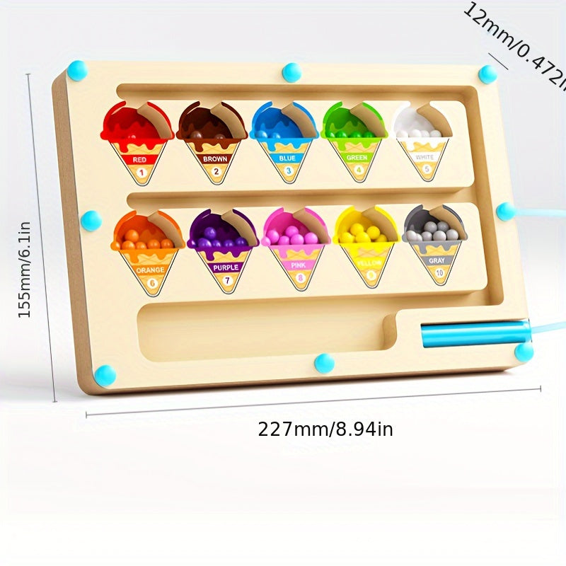 Houten Doolhofpuzzel – Kleur- en Rekentraining Educatief Speelgoed vanaf 3 Jaar