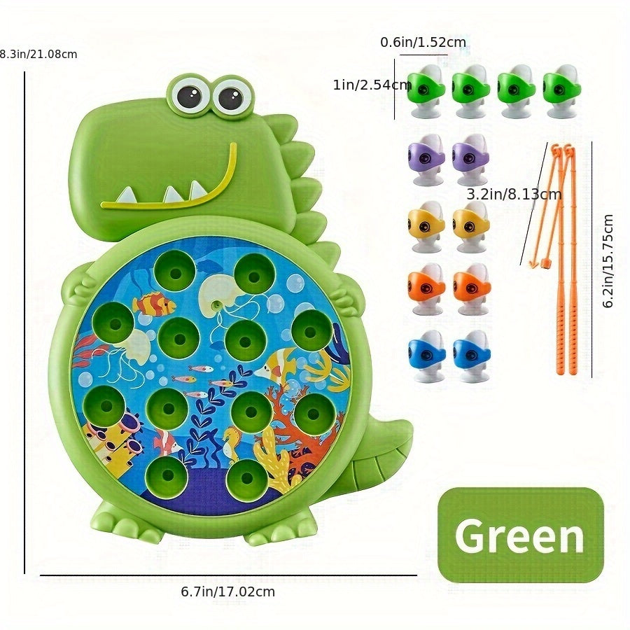 Magnetisch Dinosaurus Visspel | Leuk Interactief Puzzelspel met Zuighaak voor Ouder-Kind Activiteit