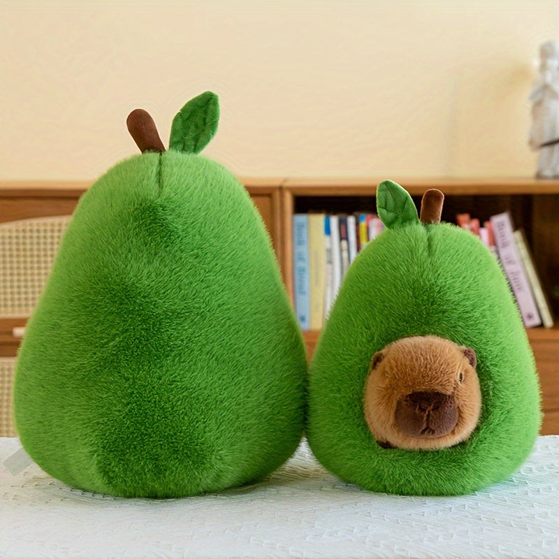 Knuffel Dier Capybara Avocado | Schattige Capybara Pop met Cadeau Sierkussen | Zacht Pluche Speelgoed voor Kinderen en Verzamelaar
