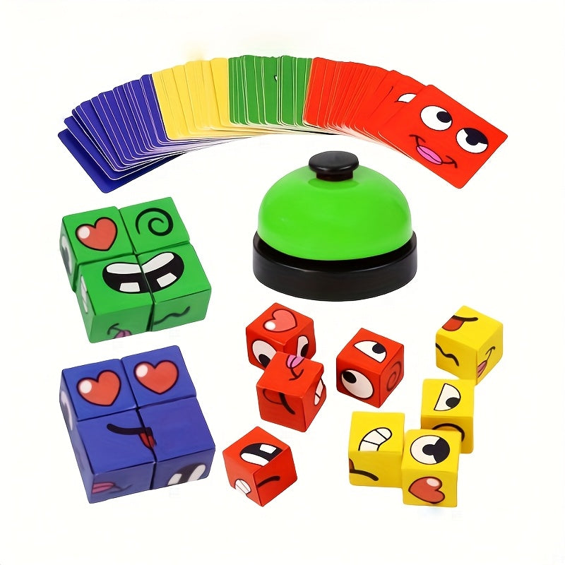 Emotie Matching Dobbelspel voor Kinderen | Educatief Tafelspel met Expressieve Blokken & Bel, Voor Leeftijd 3-8 Jaar, Perfect Cadeau voor Kerst & Nieuwjaar