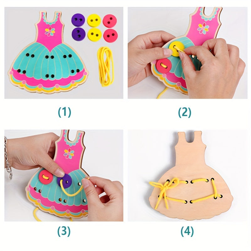 Houten Rijgrok Speelgoed | Motorische Ontwikkelingsspeelgoed voor Kinderen