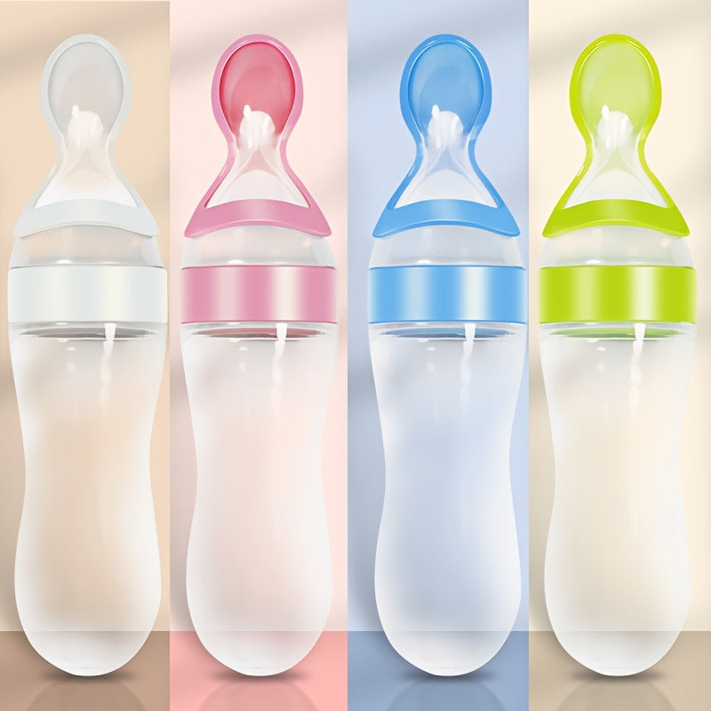 Silicone Baby Voedingsfles met Knijplepel, Multifunctioneel voor Melk, Voedingssupplementen, Geneesmiddelen - Verkrijgbaar in Wit, Blauw, Groen, Felroze