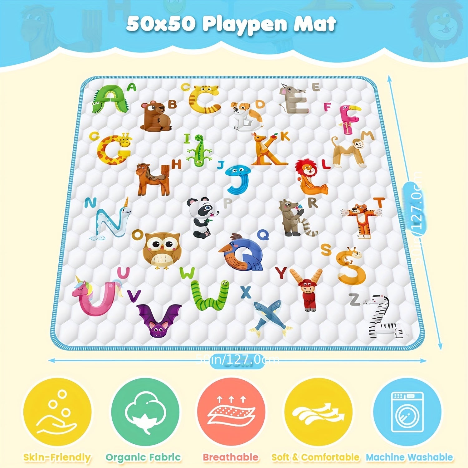 Dikkere Baby Speelmat | Zachte, Geurloze Vloeractiviteit Mat | 50x50 Speelruimte voor Baby's, Peuters | Vouwbaar & Machinewasbaar