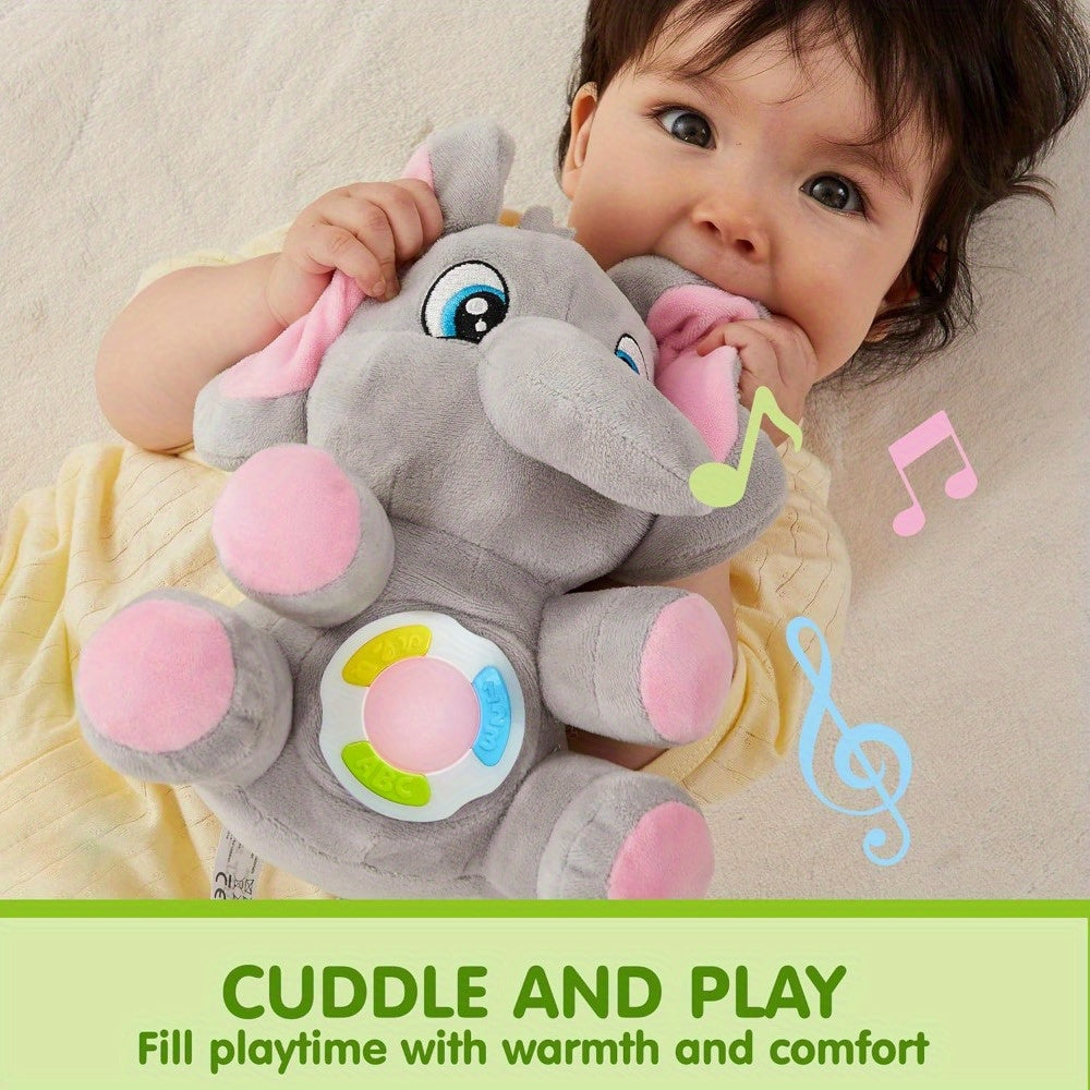 Muzikaal Pluche Olifantje – Interactief Baby Speelgoed met 12 Liedjes, Lichtjes en Leren | Cadeau voor Geboorte vanaf 6 Maanden