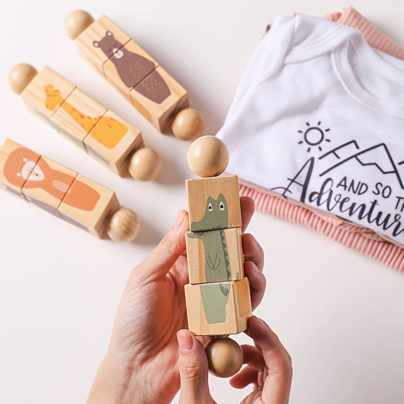 Houten Draaibare Dieren Puzzel | Educatief Speelgoed & Rammelaar voor Kinderen | Perfect als Kerstcadeau
