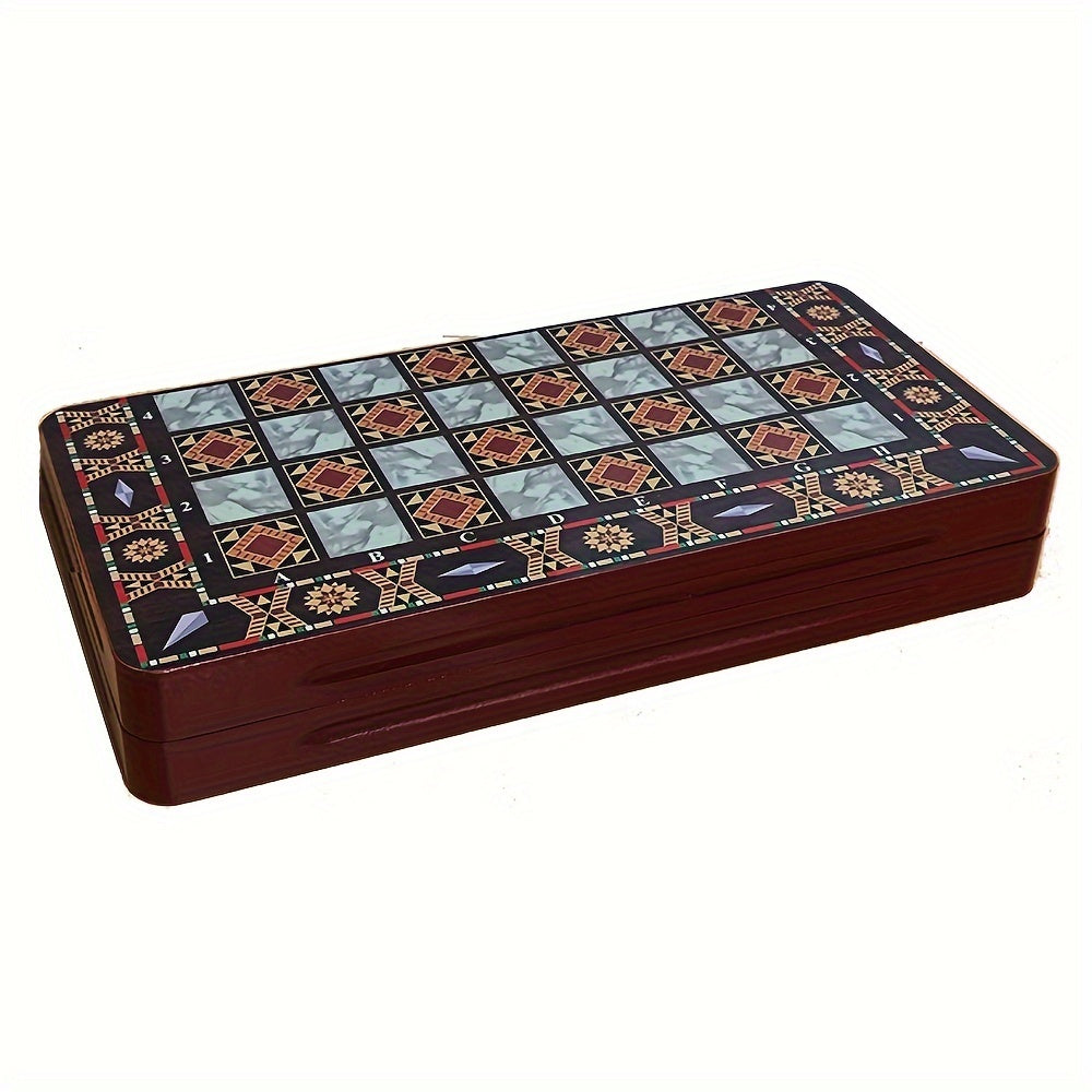 3-in-1 Internationaal Schaakspel 34cm – Dubbel Laag Bord met Hinkelspel | Klassiek Familiespel