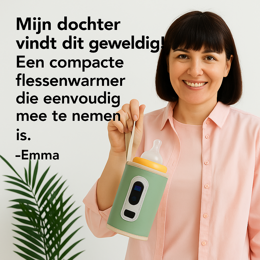 Flessenwarmer - Draagbare, temperatuurregelbare flessenwarmer met elektronisch display en USB-oplader voor baby's