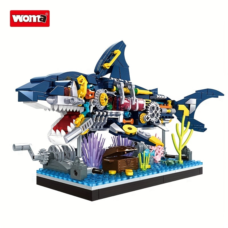 Bouwstenen Mechanische Haai – 3D Puzzel Model van Witte Haai, Moeilijke Educatieve Bouwset voor Kinderen