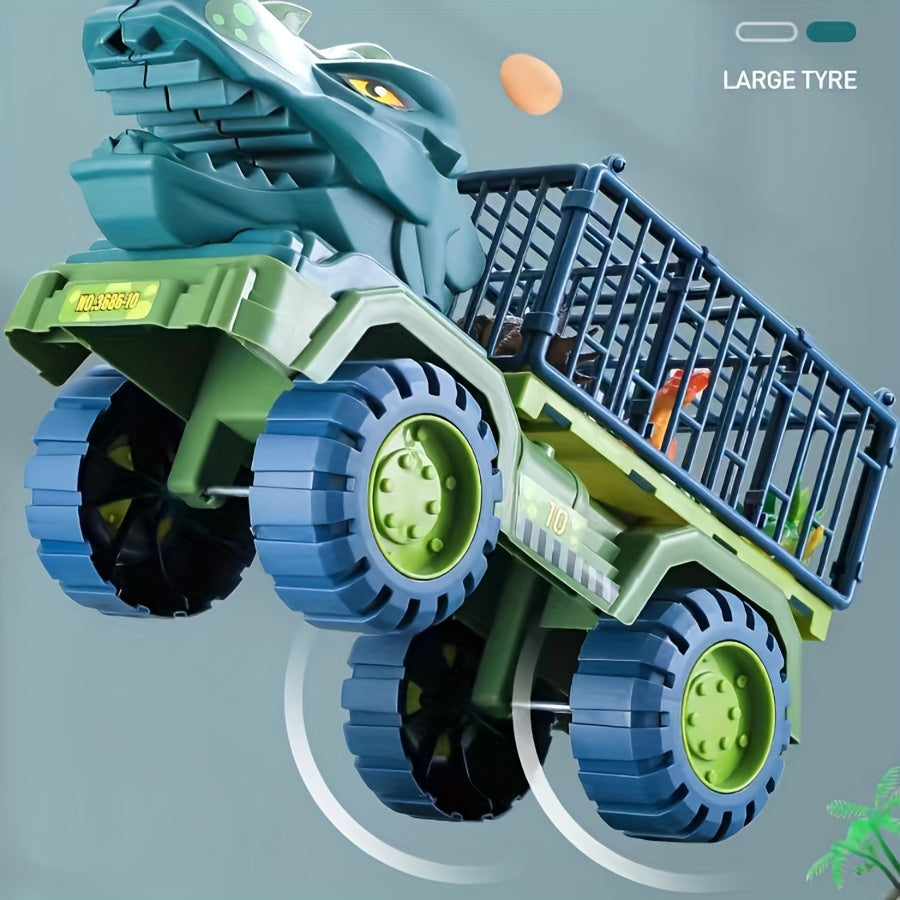 10.4-inch Dinosaurus Bouwvoertuig Speelgoed | Handmatig Duwbaar ABS Speelgoed | Weerbestendige Graafmachine/Kraan/Kiepwagen | Cadeau voor Jongens